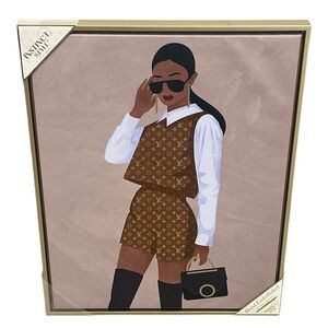 NEW Designart 'LV Girl on the Town' Modern Framed Canvas Wall Art Print